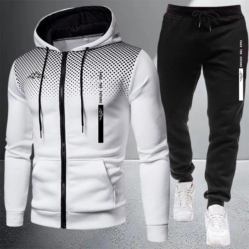 Winter Clothing Items - เสื้อแจ็คเก็ตผู้ชายขายดี ชุดวอร์มลำลองแบบมีฮู้ด ซิป ลายจุด เสื้อโค้ทสำหรับกิจกรรมกลางแจ้ง เสื้อผ้ากีฬา