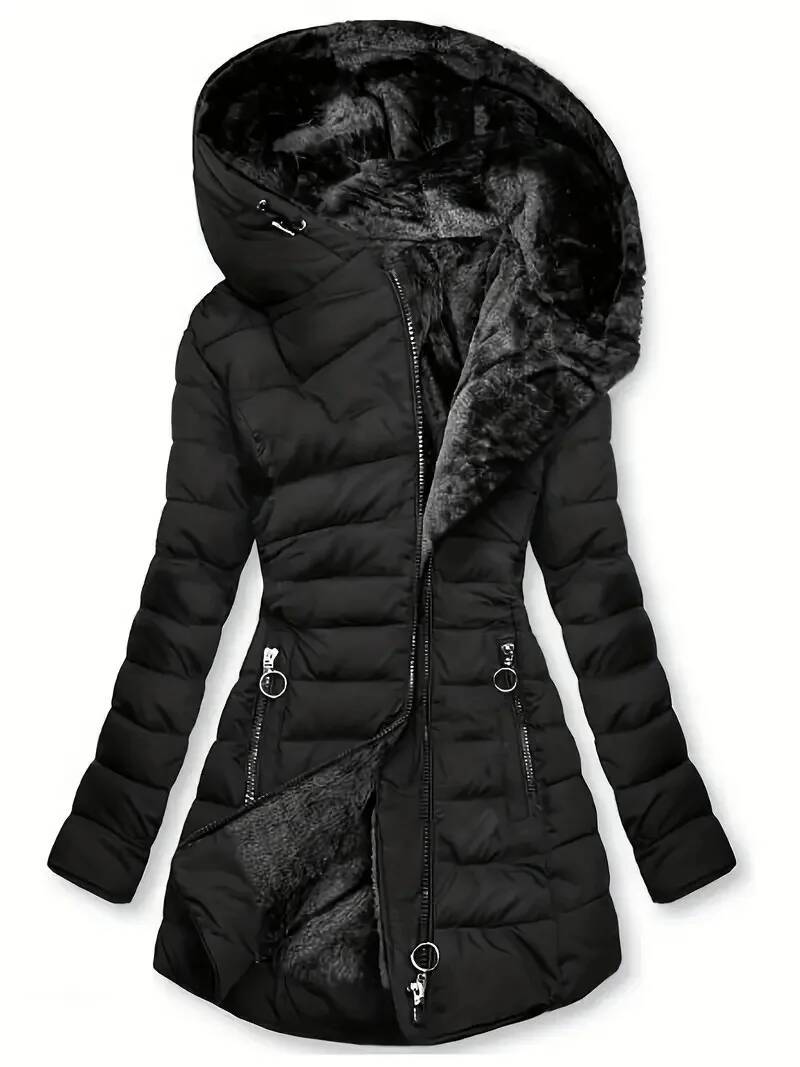 Winter Clothing Taiwan - เสื้อแจ็คเก็ตมีฮู้ดแบบสวมใส่สบายสำหรับฤดูหนาว ความยาวปานกลาง แขนยาว เสื้อคลุมตัวนอก สไตล์ยุโรปและอเมริกา เสื้อผ้าฝ้ายนำเข้า
