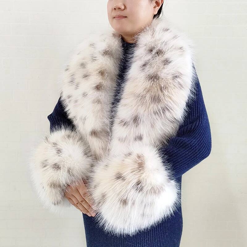 Winter Clothing Items - ผ้าพันคอขนเฟอร์เทียมลายสุนัขจิ้งจอกสำหรับผู้หญิงไซส์ใหญ่ แจ็คเก็ตฤดูหนาว ผ้าคลุมไหล่ขนฟูอุ่นๆ แฟชั่น ชุดปกและปลายแขนเสื้อขนเฟอร์เทียม ผ้าพันคอขนฟูสำหรับผู้หญิง