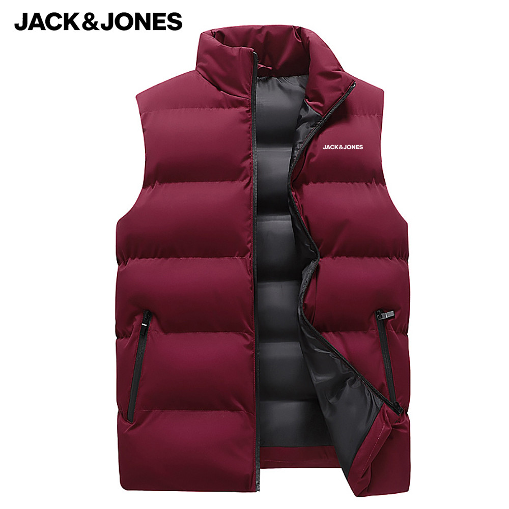 Winter Clothing Jack And Jones - แจ็ค โจนส์ เสื้อแจ็คเก็ตแบบเวสต์, เสื้อแจ็คเก็ตแขนกุดที่ให้ความอบอุ่น, เสื้อโค้ทซิปกันน้ำสำหรับฤดูหนาว, เสื้อกั๊กแบบลำลองคอตั้งสำหรับฤดูใบไม้ร่วง