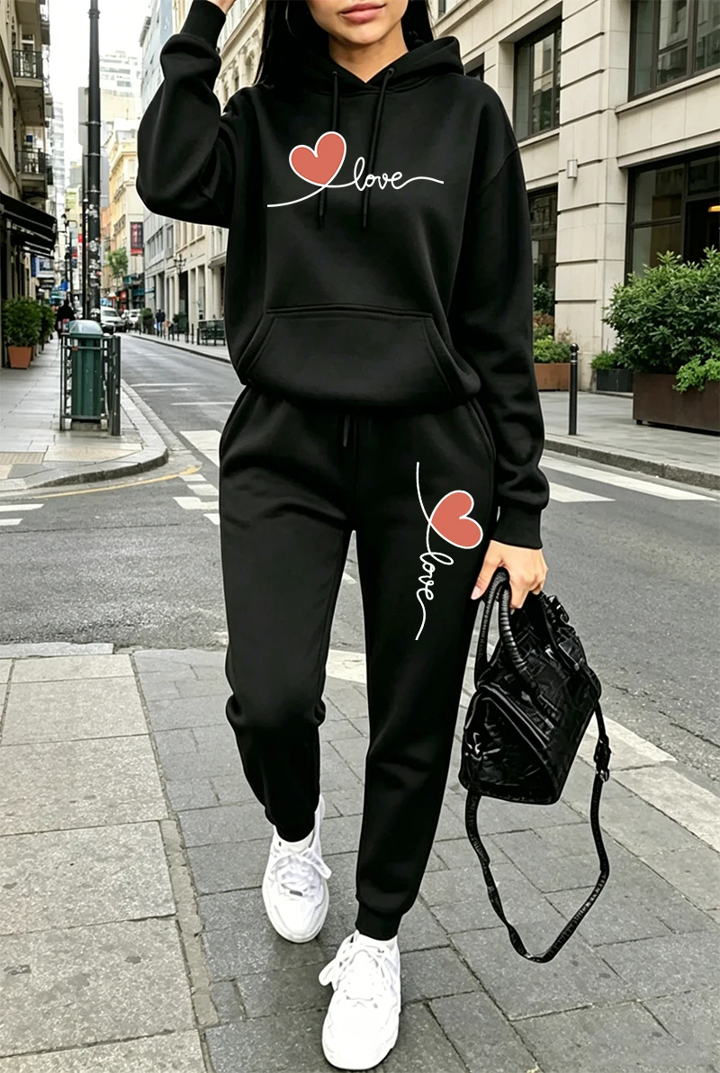 Winter Clothing Usa - ชุดวอร์มผู้หญิงลายพิมพ์ลำลอง แขนยาว เสื้อฮู้ดดี้ เสื้อสเวตเชิ้ต สำหรับกิจกรรมกลางแจ้ง กีฬา
